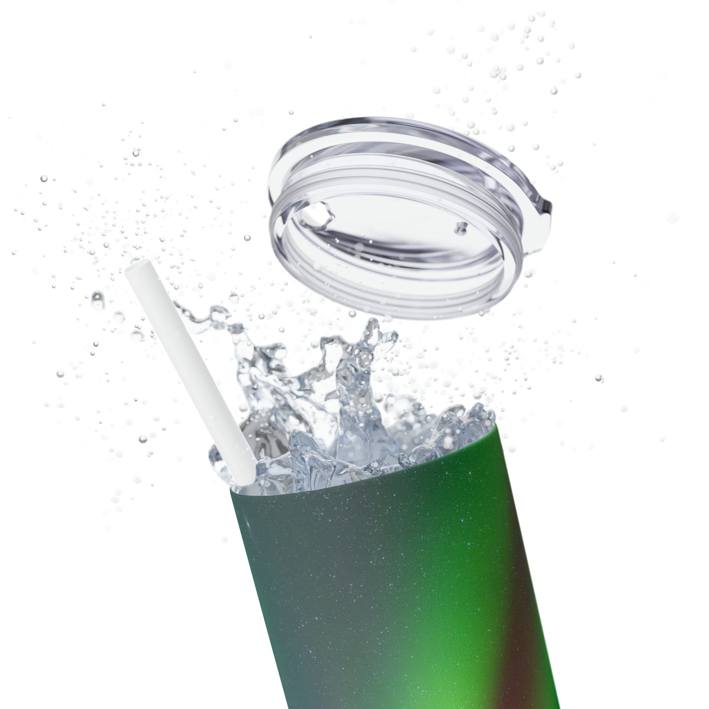 Aurora Borealis Skinny Tumbler with Straw, 20 oz