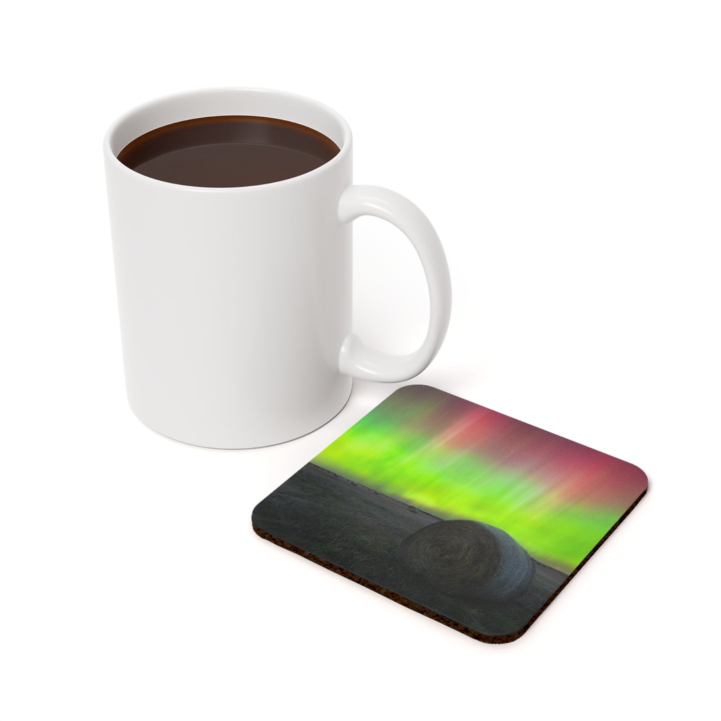 Aurora Borealis Hay Bale Cork Back Coaster