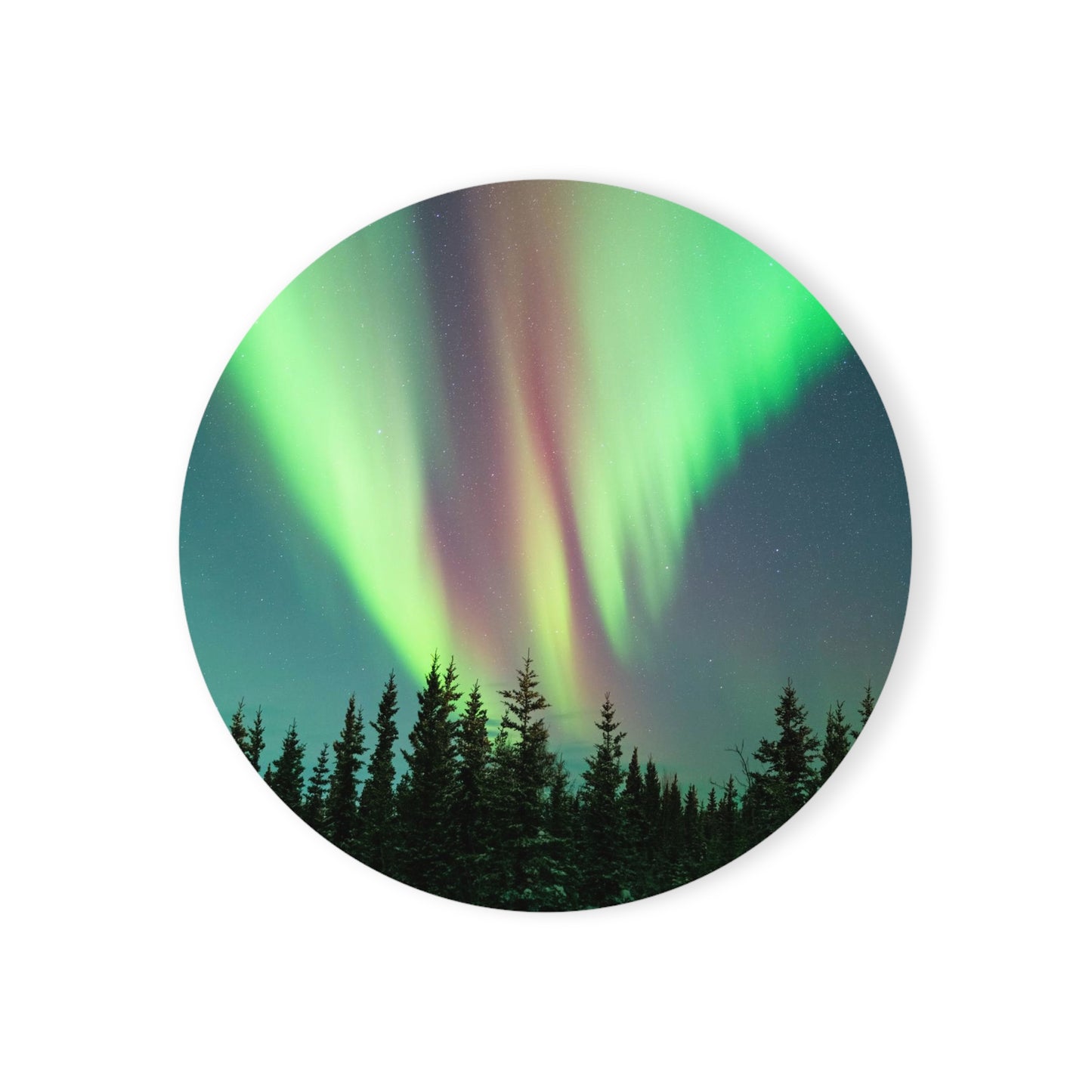 Aurora Borealis Electric Forest Cork Back Coaster