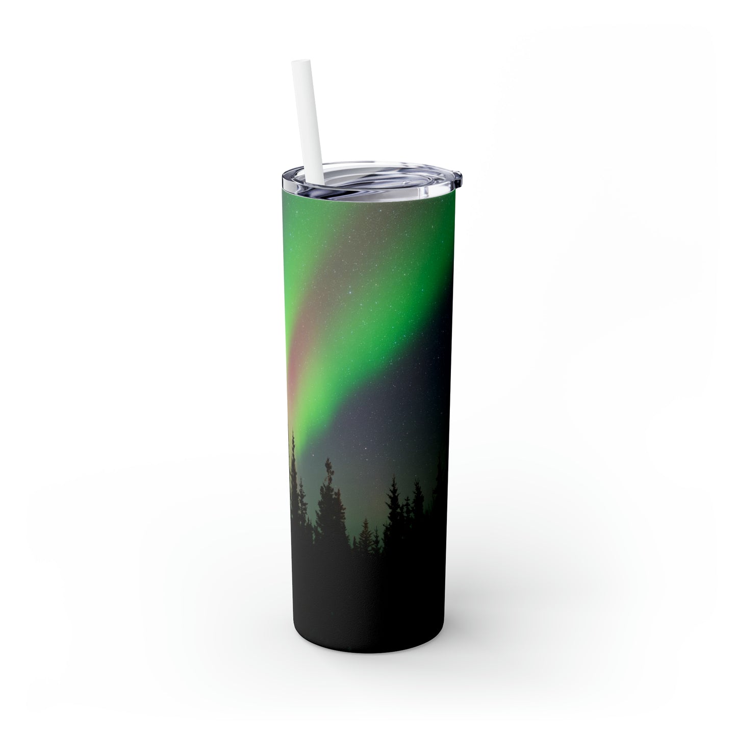 Aurora Borealis Skinny Tumbler with Straw, 20 oz