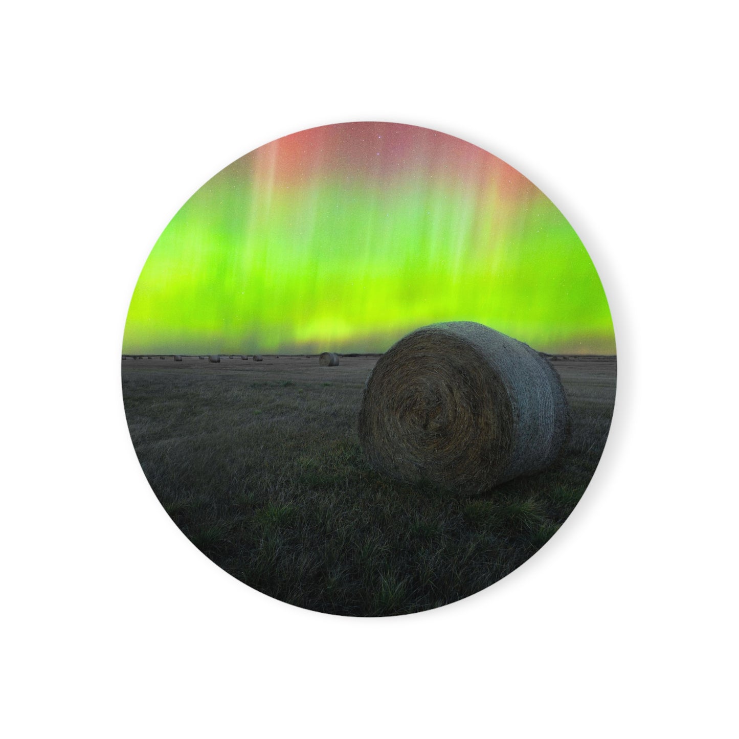 Aurora Borealis Hay Bale Cork Back Coaster