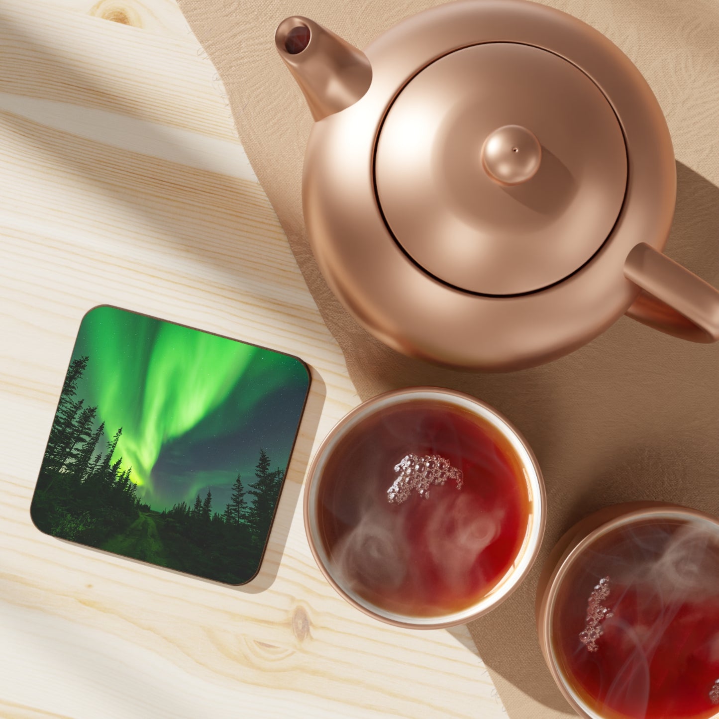 Aurora Borealis Hardboard Back Coaster