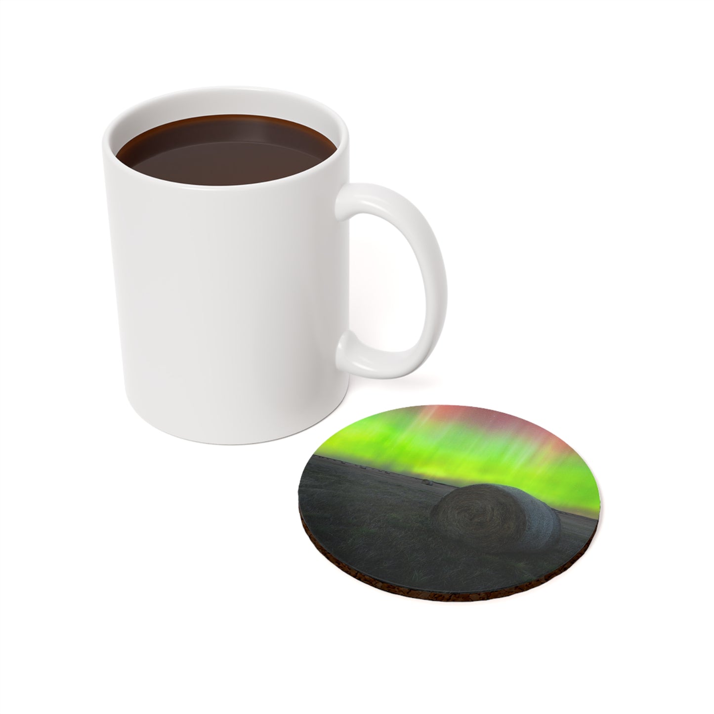 Aurora Borealis Hay Bale Cork Back Coaster