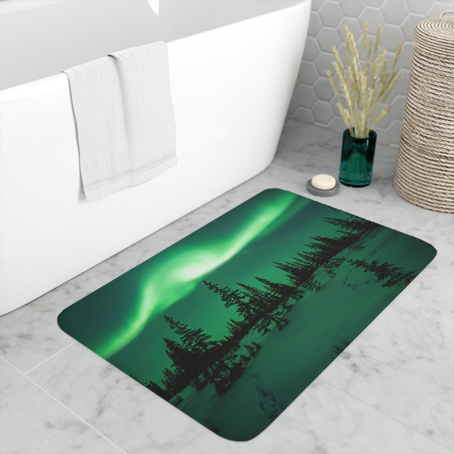 Aurora Borealis Memory Foam Bath Mat