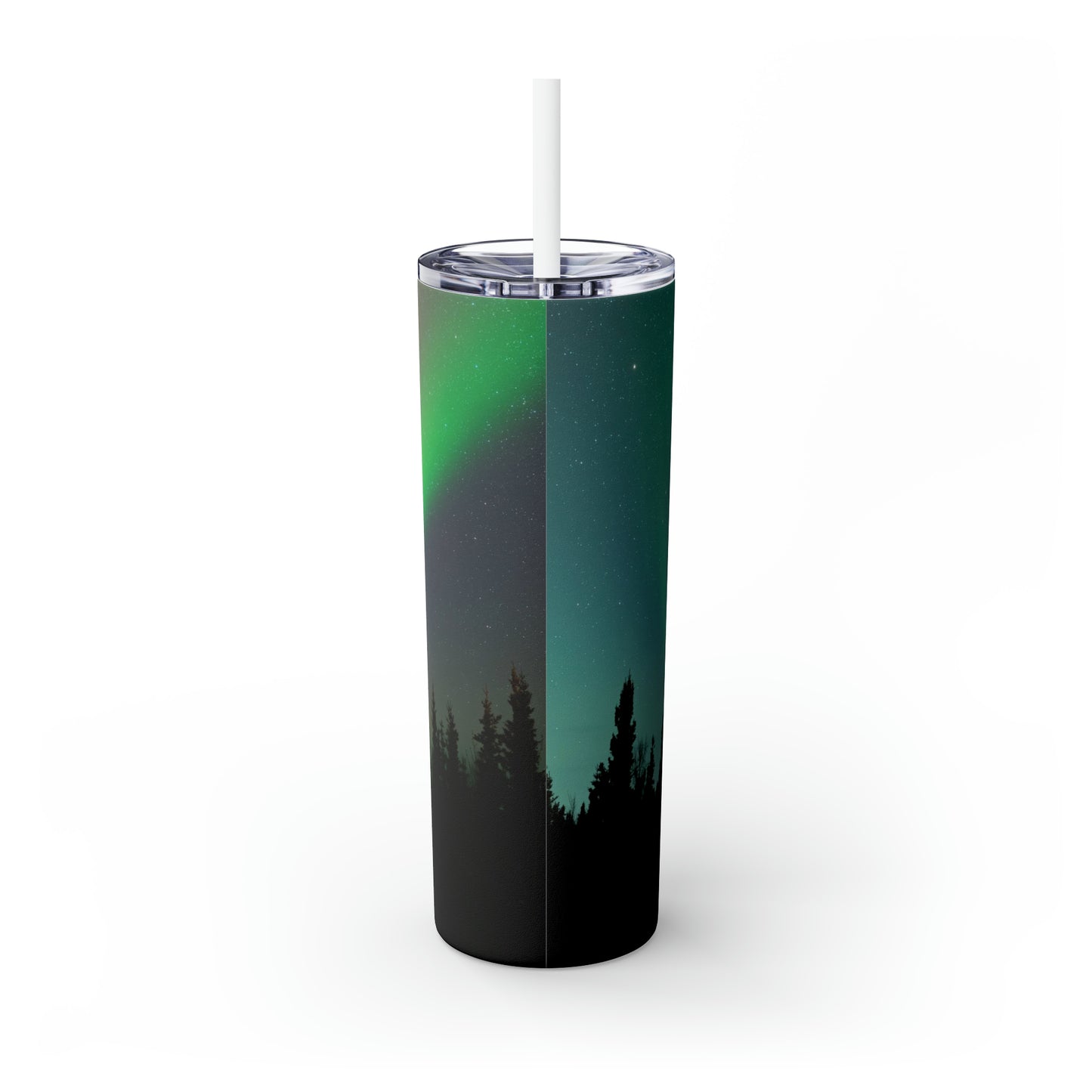 Aurora Borealis Skinny Tumbler with Straw, 20 oz