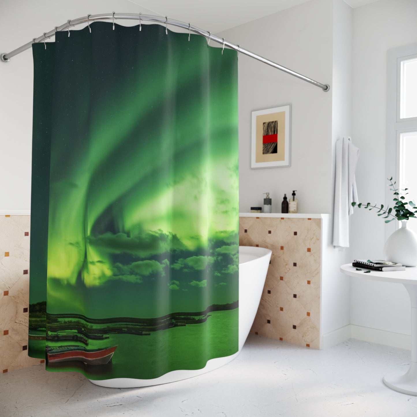 Aurora Borealis Swirl Shower Curtain